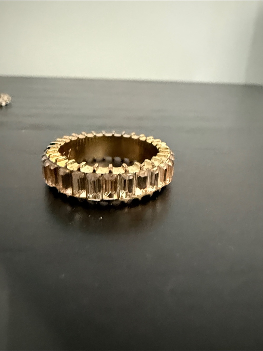 Gold Crystal Baguette Eternity Ring - Women Jewelry